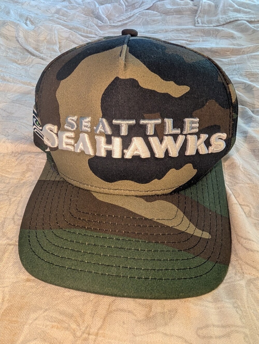 Vintage Seattle Seahawks Camo New Era Snapback Hat Cap NFL Neon green